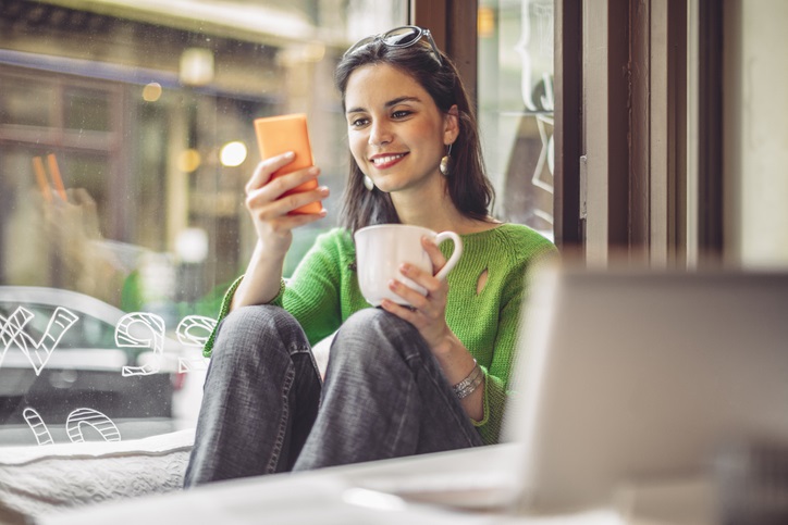 woman using phone